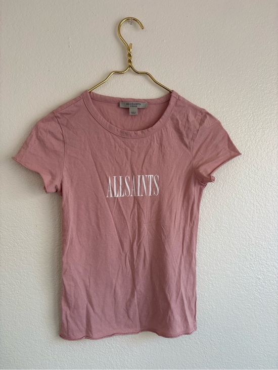 All Saints Tops - All Saints Pink Logo Short Sleeve Tee